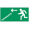 Pictogram 367 - Escape route via stairs - left - down 297x148mm Polypropyleen